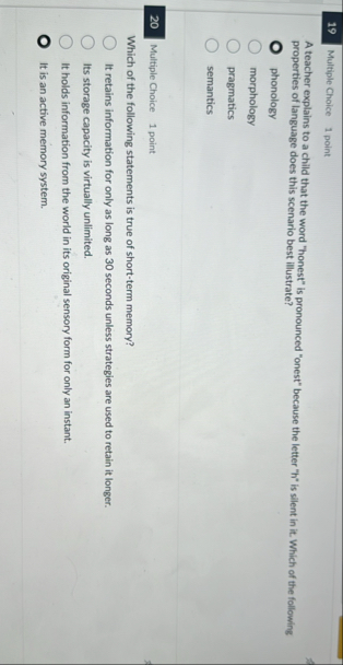 Solved 19 Multiple Choice 1 pointA teacher explains to a | Chegg.com