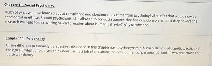 Solved Chapter 13 - Social Psychology Much of what we have | Chegg.com