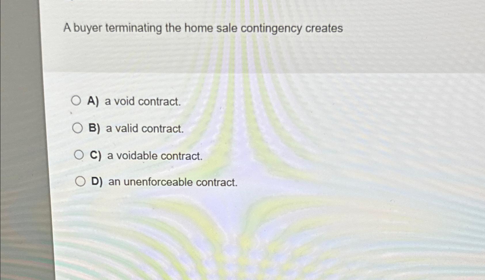 Solved A buyer terminating the home sale contingency