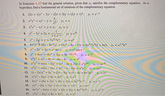 Solved In Exercises 1-17 find the general solution, given | Chegg.com