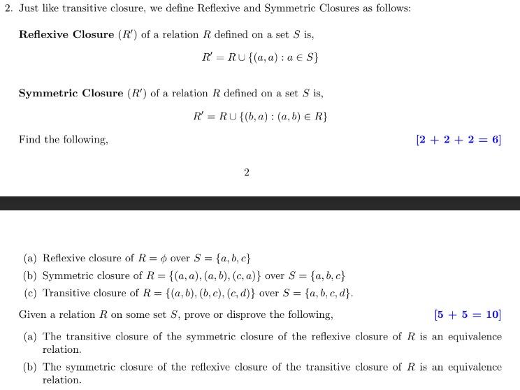 Solved Just like transitive closure, we define Reflexive and | Chegg.com