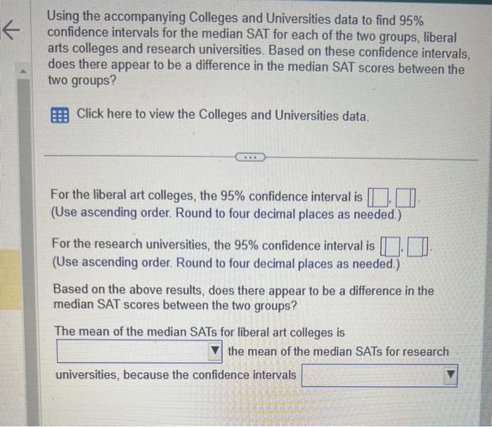 Solved Using the accompanying Colleges and Universities data | Chegg.com