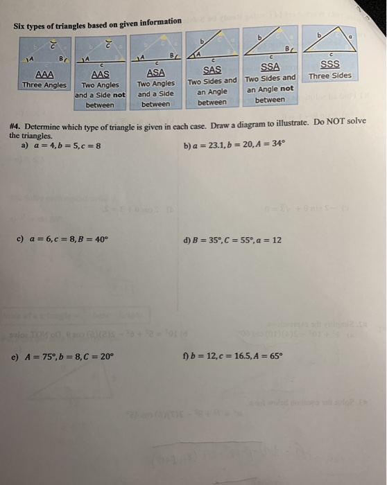 Solved Six Types Of Triangles Based On Given Information Č 8603