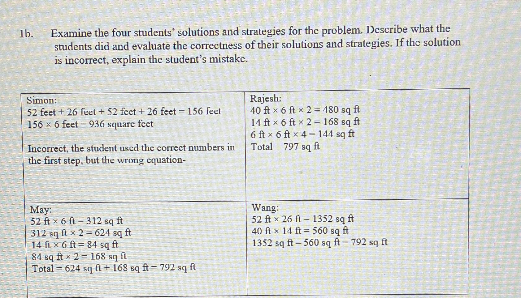 Solved 1b. ﻿Examine the four students' solutions and | Chegg.com