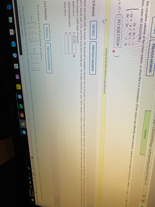 Solved PREVIOUS ANSWERS | Chegg.com