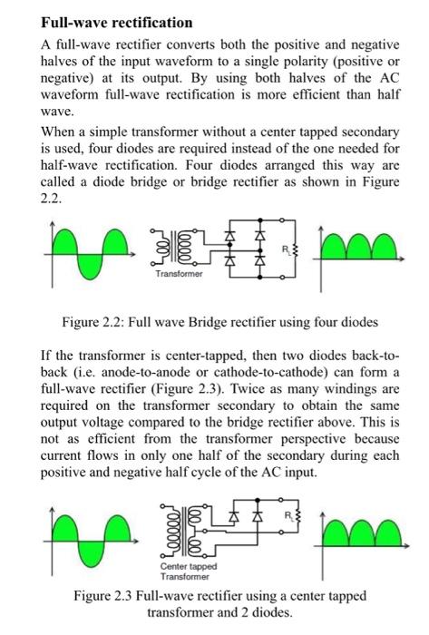 Solved Half Wave And Full Wave (Bridge) Rectifier Circuits | Chegg.com