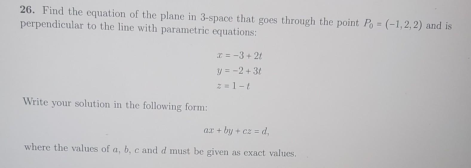 Solved 11. Answer the following items for the plane with | Chegg.com