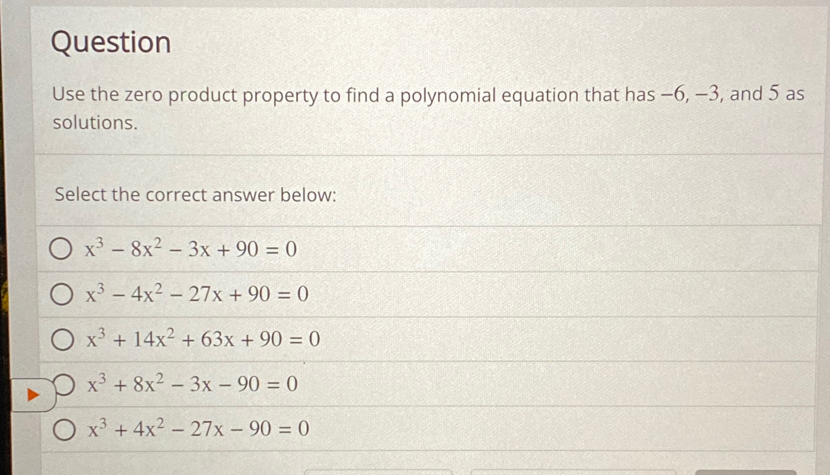 Solved QuestionUse the zero product property to find a | Chegg.com