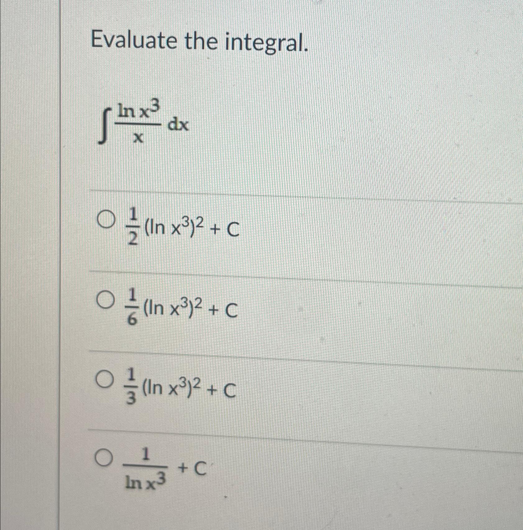 integration of x 3 lnx 2