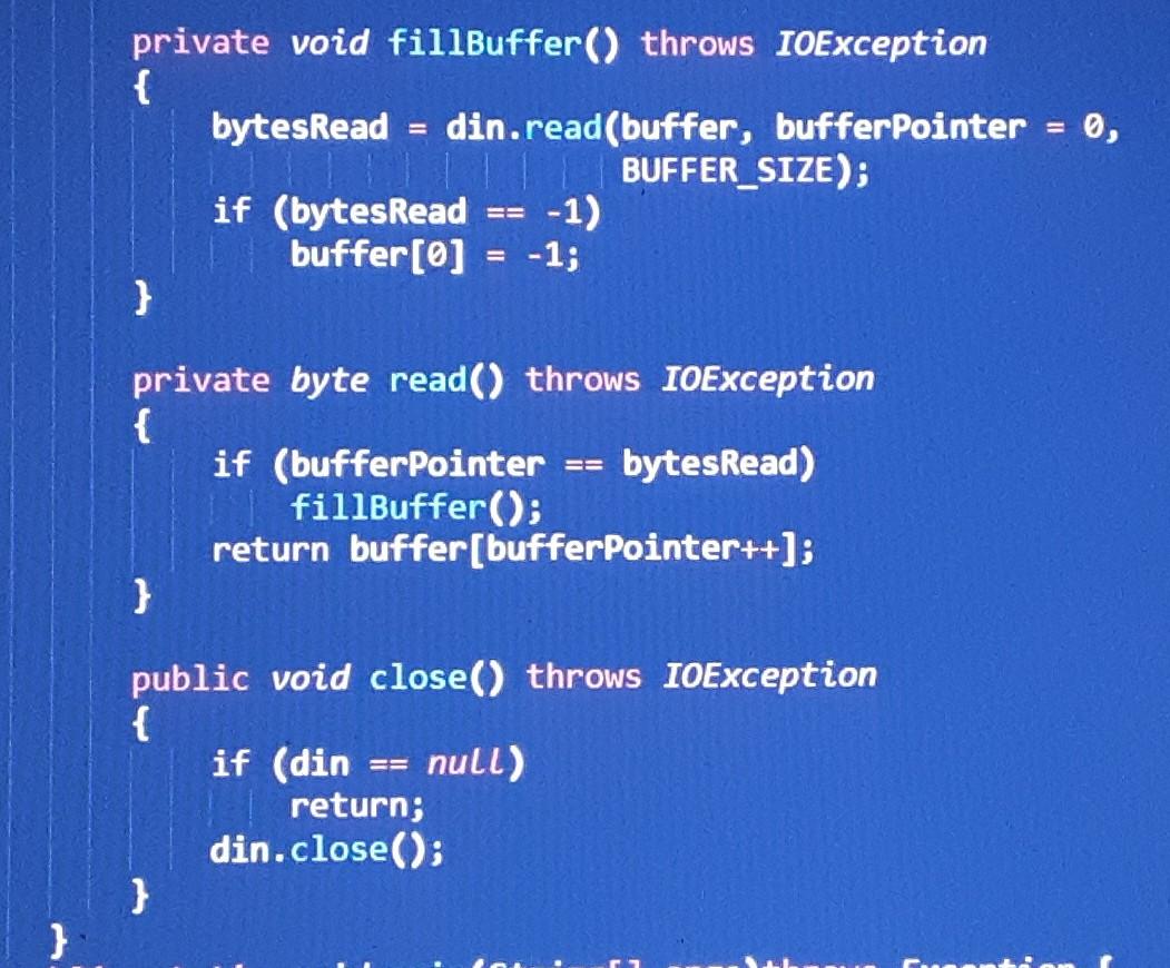 Solved private void fillBuffer() throws IOException ⎩⎨⎧