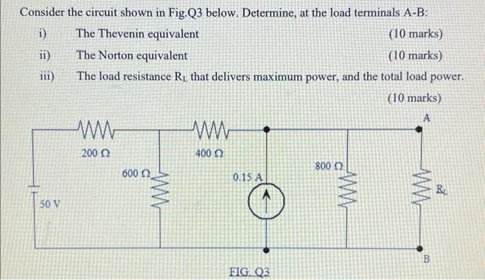 Solved Consider the circuit shown in Fig. Q3 below. | Chegg.com