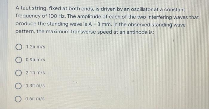 Solved A Taut String, Fixed At Both Ends, Is Driven By An | Chegg.com