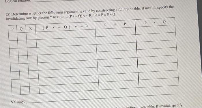 Solved Logical (5) Determine whether the following argument | Chegg.com