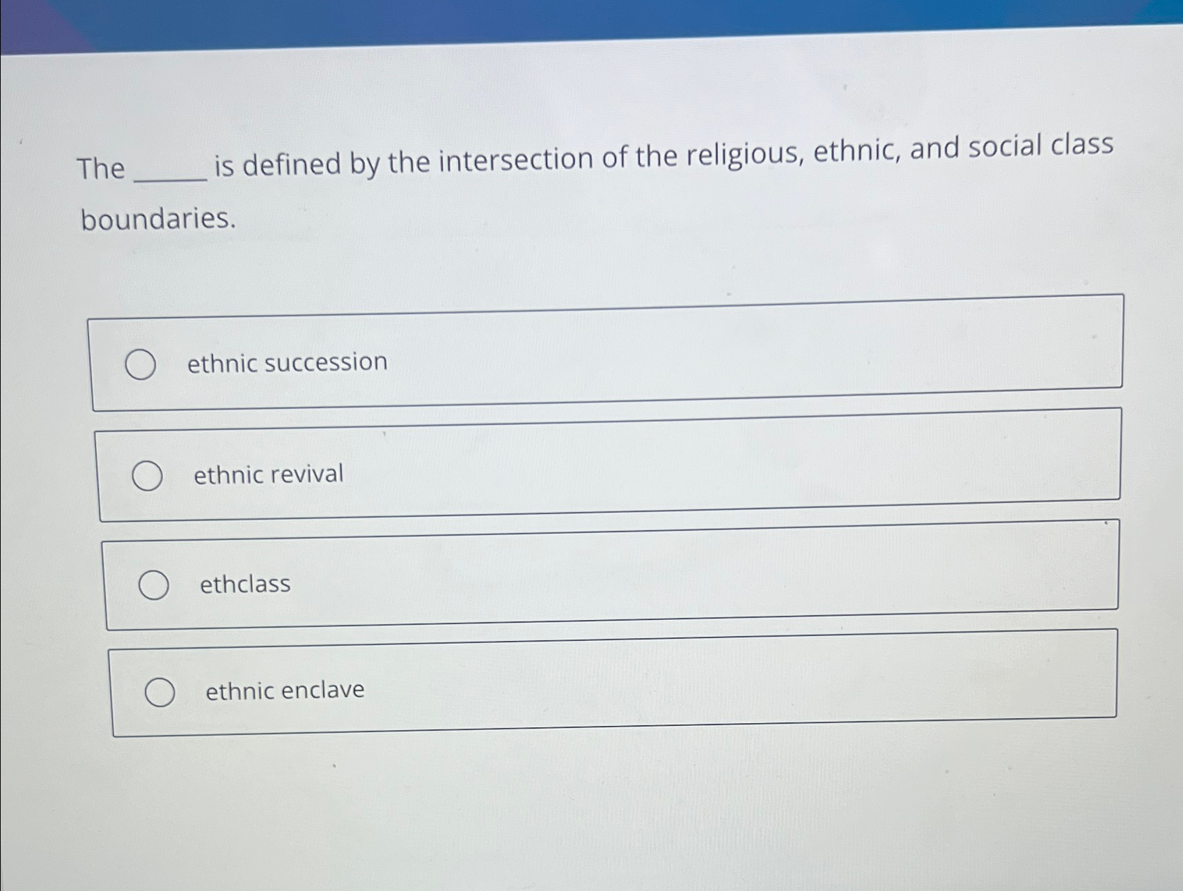 Solved The Is Defined By The Intersection Of The Religious, | Chegg.com