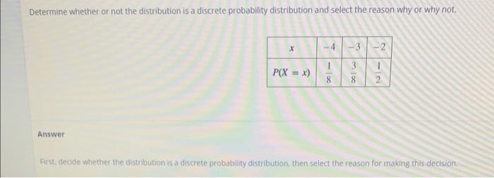 Solved Determine whether or not the distribution is a | Chegg.com