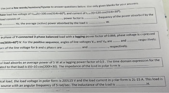 Solved explain the solutions please. hase load has voltage | Chegg.com