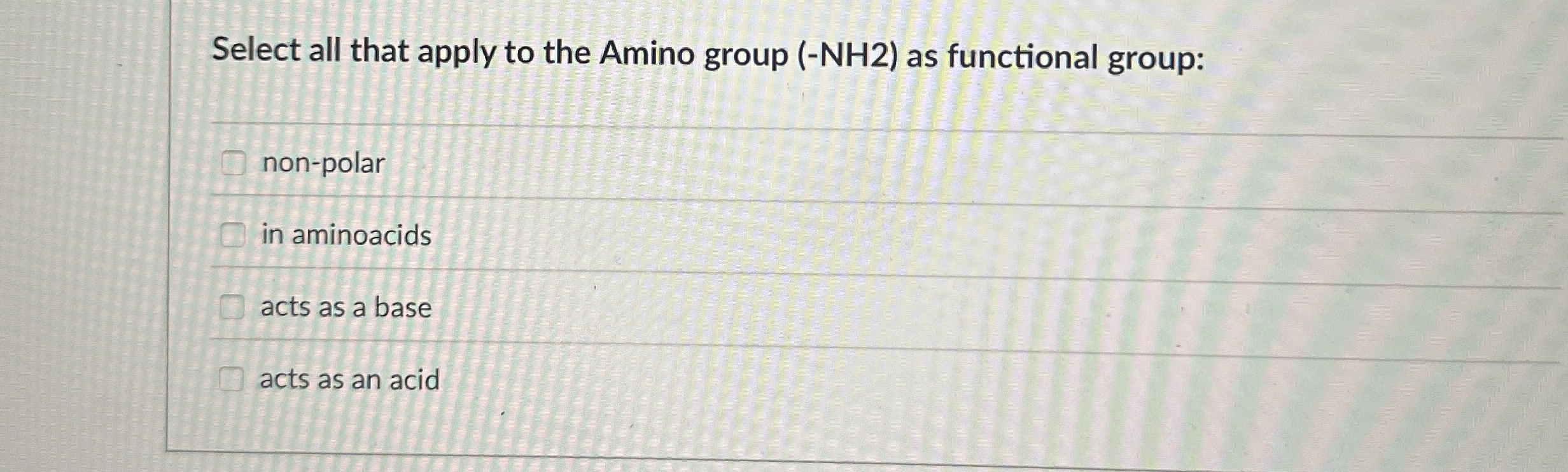 Solved Select all that apply to the Amino group (-NH2) ﻿as | Chegg.com