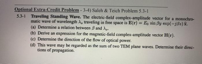 Solved Optional ExtraCredit Problem 34) Saleh & Teich