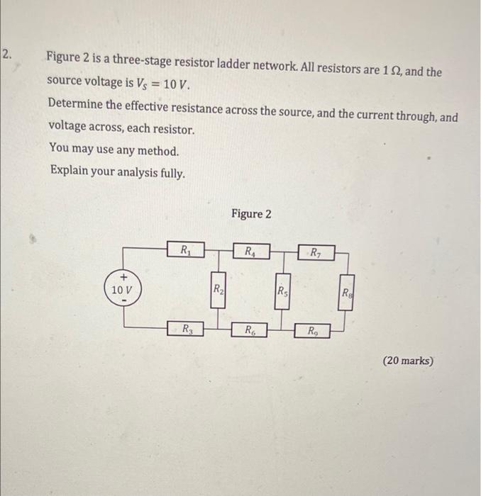 Solved 2. Figure 2 is a threestage resistor ladder network.