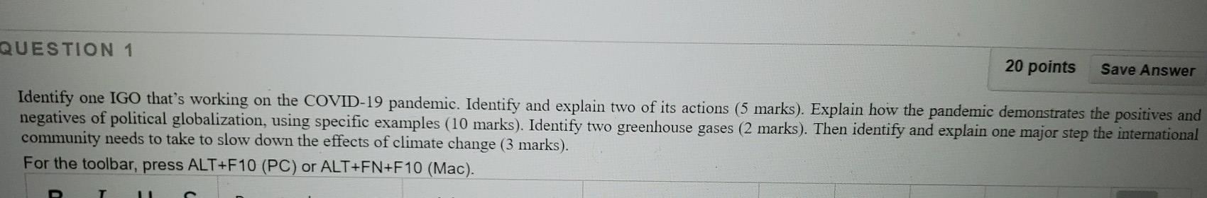Solved QUESTION 1 20 points Save Answer Identify one IGO | Chegg.com