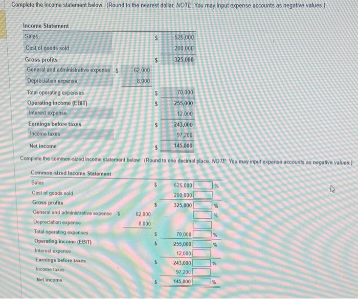 Solved Complete the income statement below. (Round to the | Chegg.com