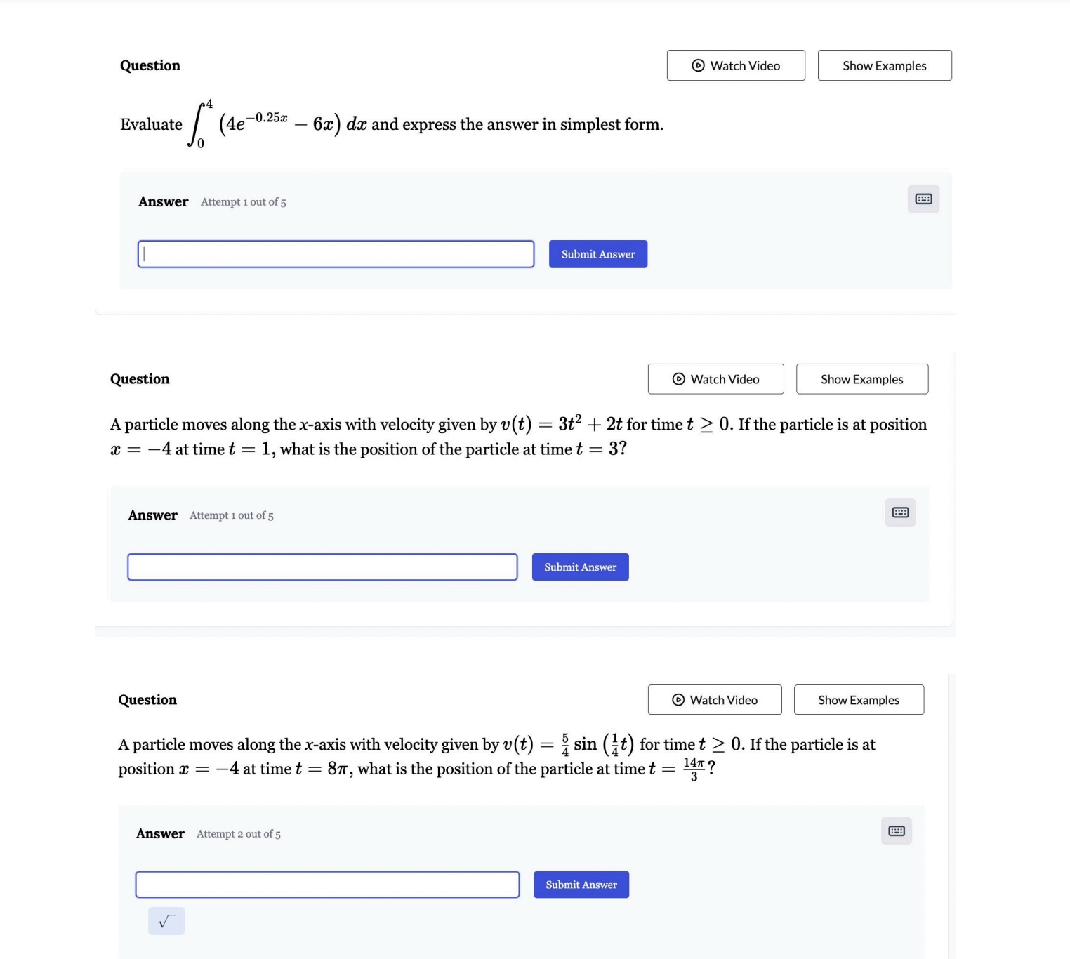 Solved Not sure how to solve these problems Evaluate | Chegg.com