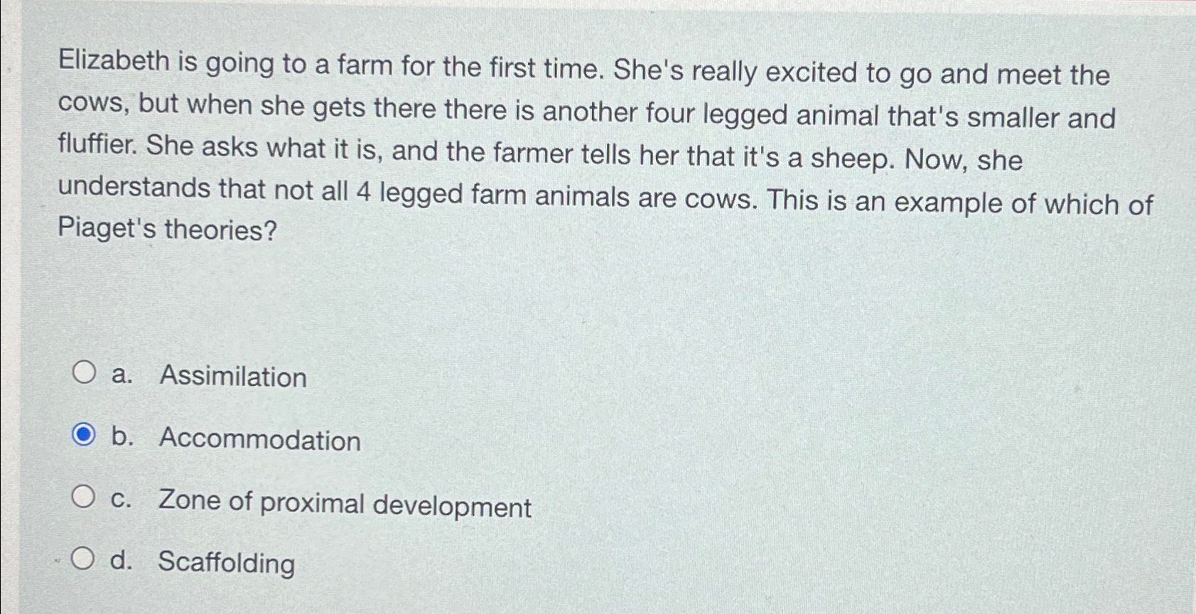 Solved Elizabeth is going to a farm for the first time. Chegg