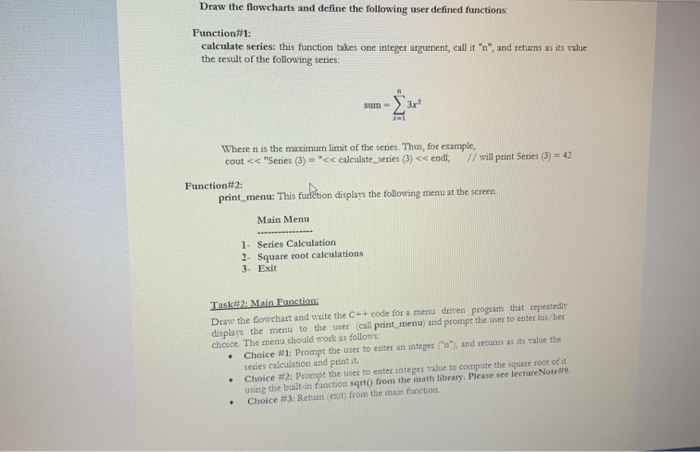 Solved Draw the flowcharts and define the following user | Chegg.com