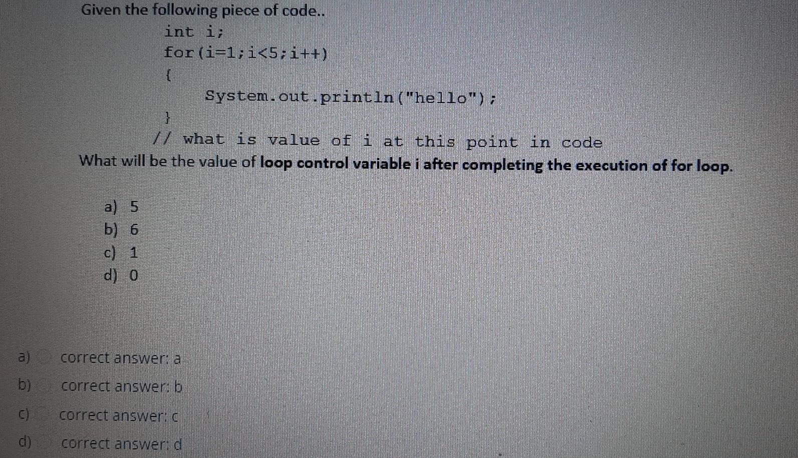 Solved Given The Following Piece Of Code.. Int I; | Chegg.com