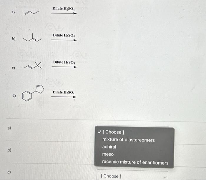 Solved b) c) Dilute H2SO4 d) Dilute H2SO4