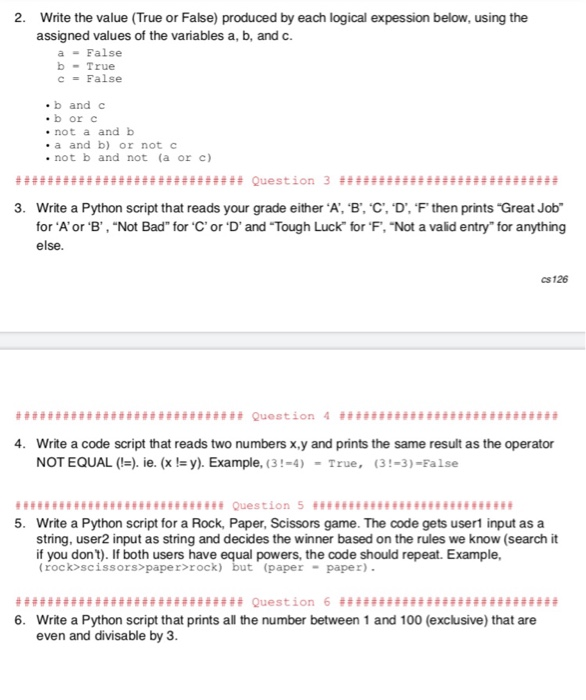 Solved 2. Write the value (True or False) produced by each | Chegg.com
