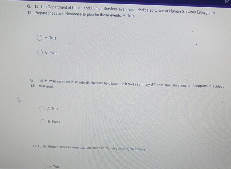 Solved Q. 13. ﻿The Department of Health and Human Services | Chegg.com