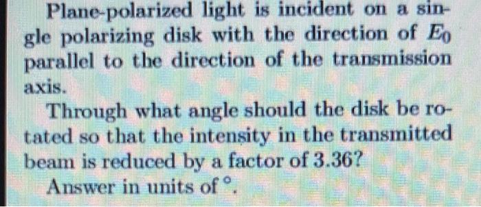 Solved Plane-polarized light is incident on a sin- gle | Chegg.com