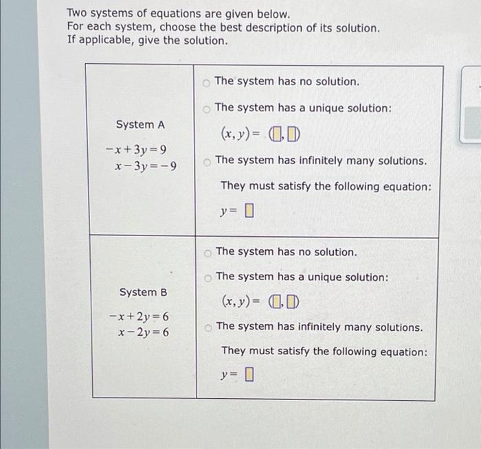 Solved Solve the system of linear equations 2x + 4y = 4 3x + | Chegg.com