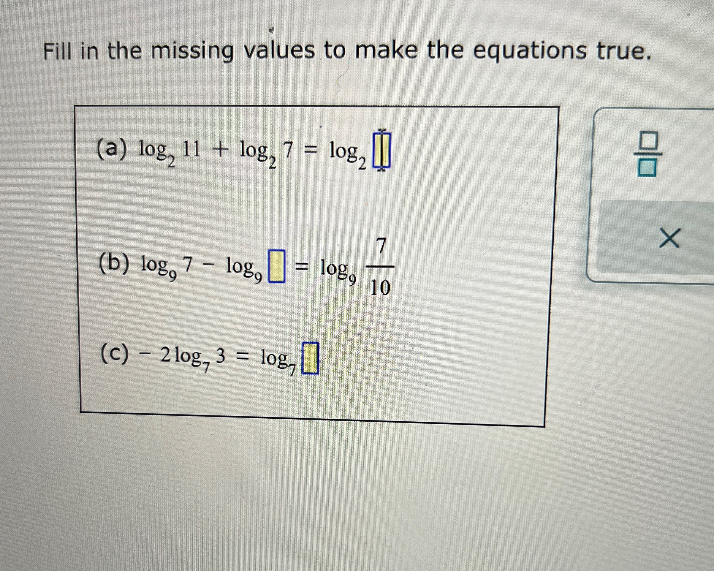 Solved Fill in the missing values to make the equations | Chegg.com