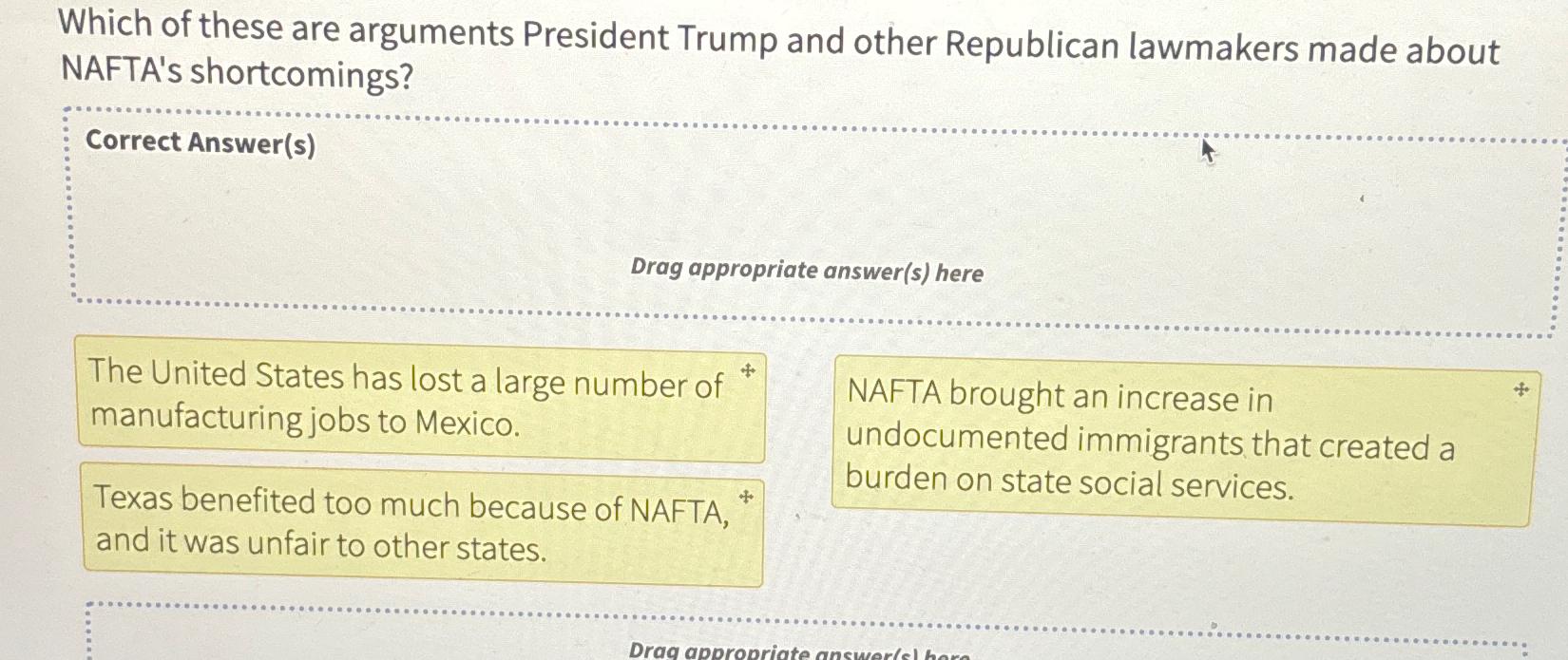 Solved Which of these are arguments President Trump and | Chegg.com