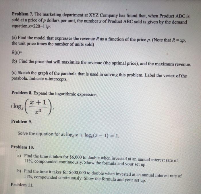 Solved Problem 7 The Marketing Department At Xyz Company Chegg Com