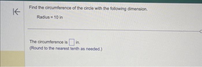 what is the radius of a circle with circumference of 10