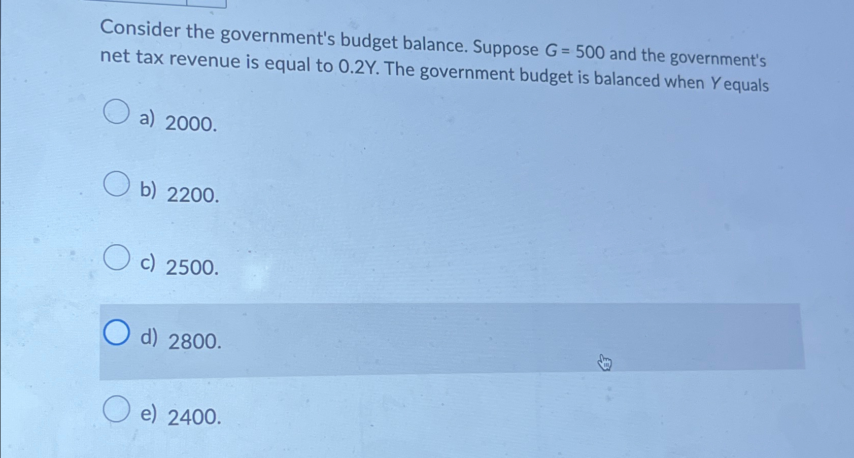 Solved Consider the government's budget balance. Suppose | Chegg.com