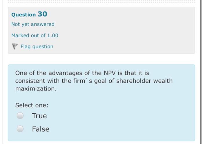 Solved Question 30 Not yet answered Marked out of 1.00 P | Chegg.com