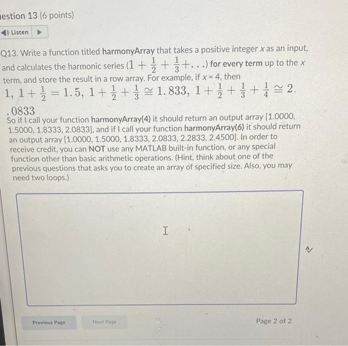 Solved estion 13 (6 points) Listen → 2 3 Q13. Write a | Chegg.com