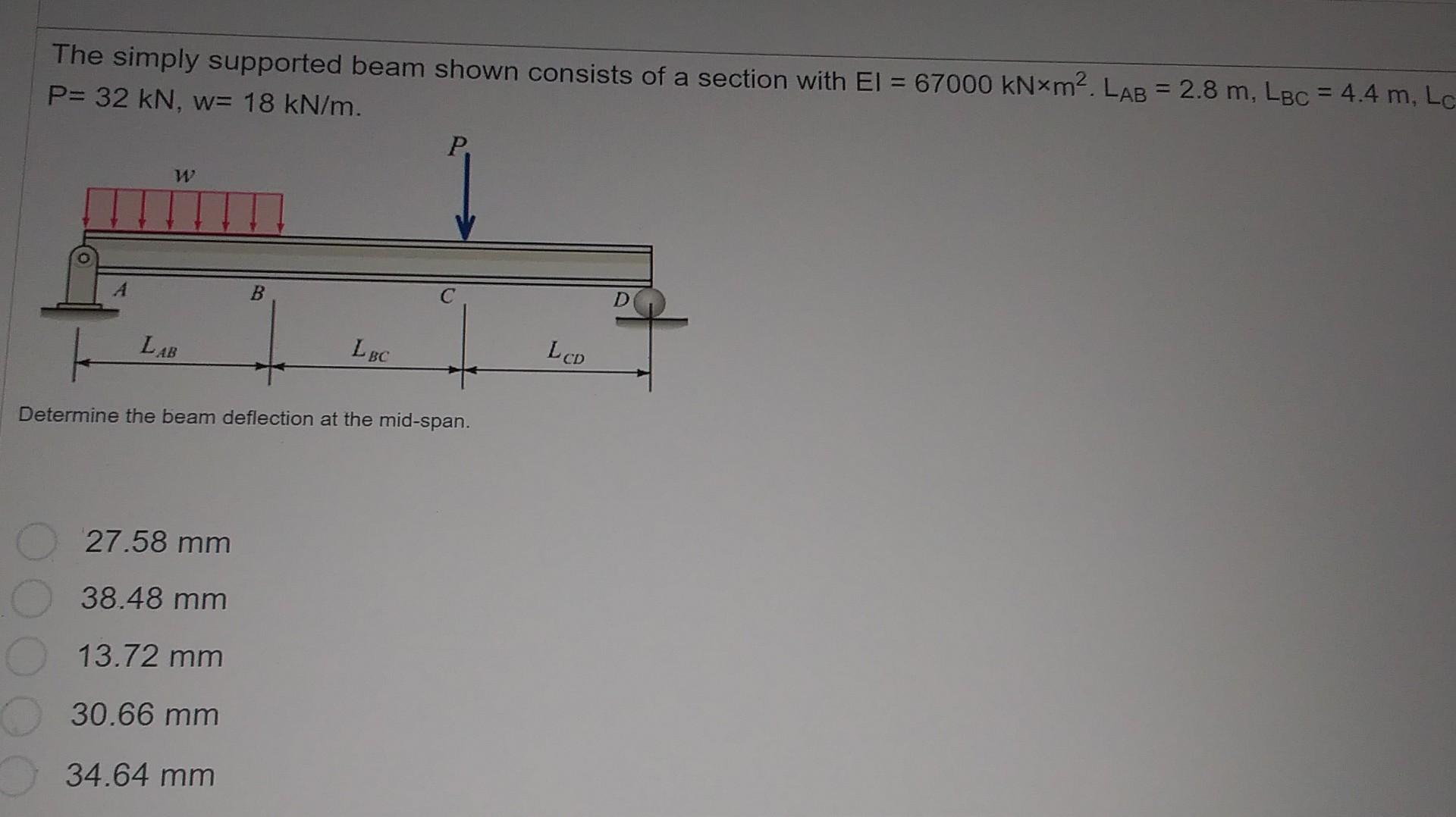 Solved The simply supported beam shown consists of a section | Chegg.com
