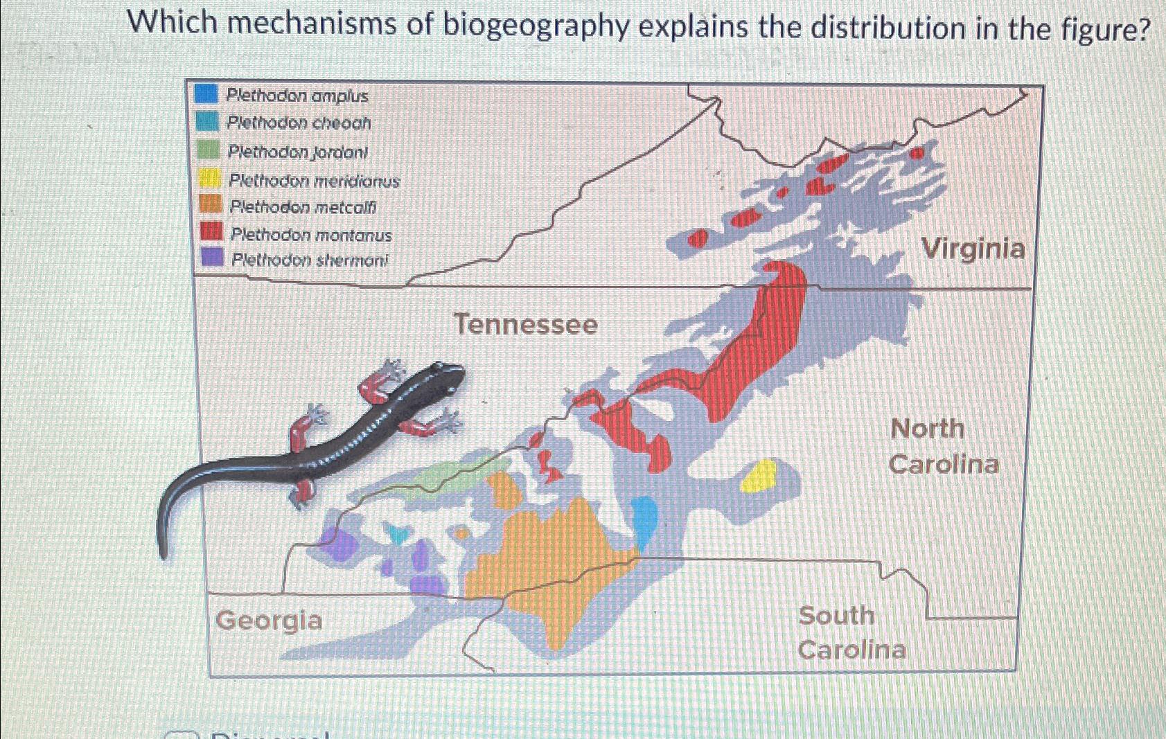 Solved Which mechanisms of biogeography explains the | Chegg.com