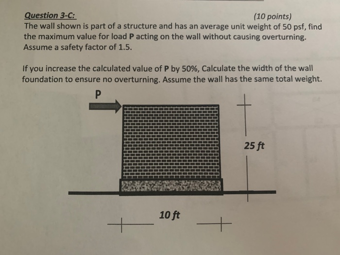 Solved Question 3-C: (10 points) The wall shown is part of a | Chegg.com