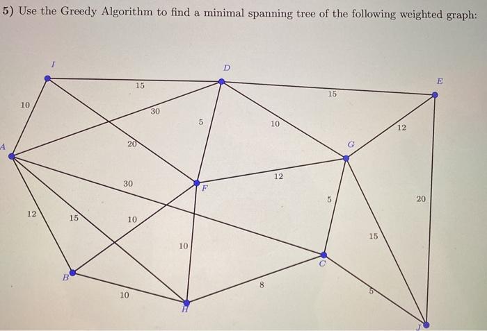 Solved 5) Use the Greedy Algorithm to find a minimal | Chegg.com