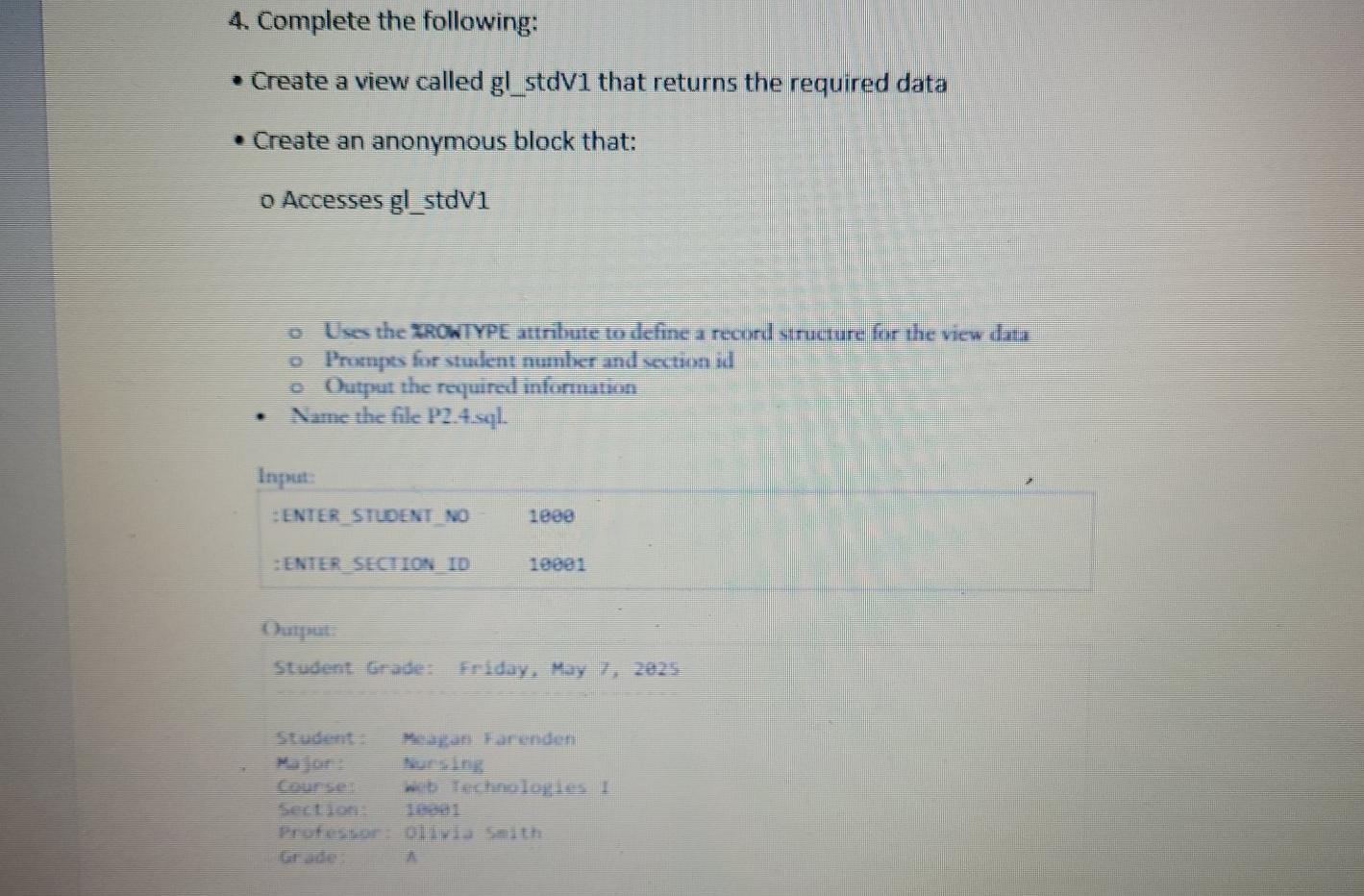 Solved 4. Complete the following: • Create a view called | Chegg.com