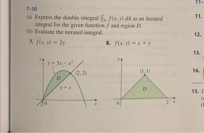 Solved 7−10 (a) Express the double integral ∬Df(x,y)dA as an | Chegg.com