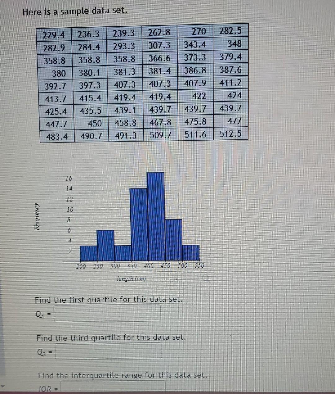 Solved Here is a sample data set. Find the first quartile