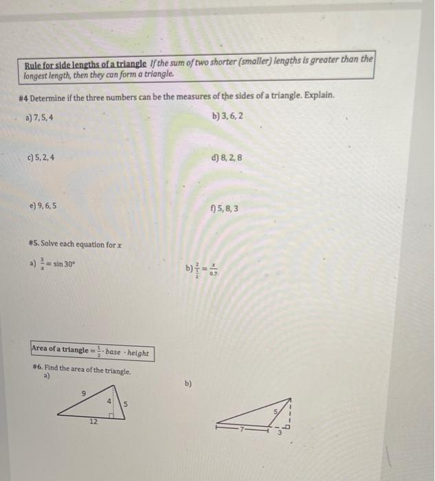 Solved Rule for side lengths of a triangle if the sum of two
