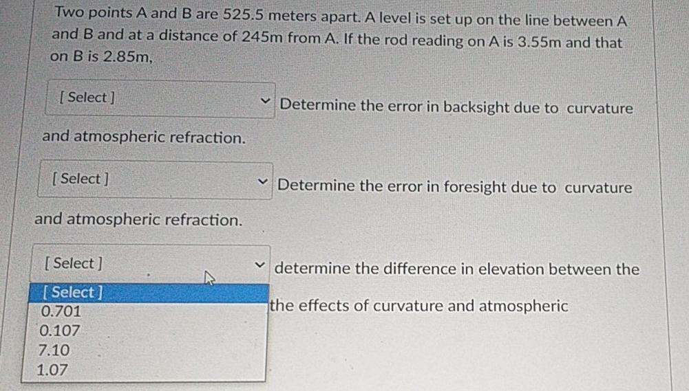 Solved Two points A and B are 525.5 meters apart. A level is | Chegg.com